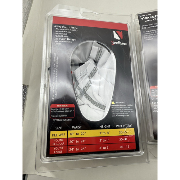 3pc Safetgard Youth Boxer Brief White w/Red Cage Cup, Youth Large & Regular*READ - Picture 12 of 16